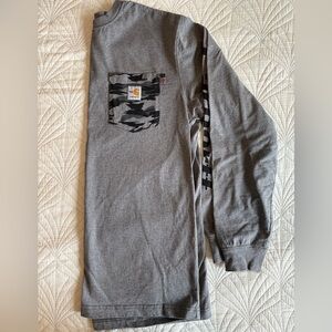 Carhartt FR Gray Long Sleeve with Camo Pocket